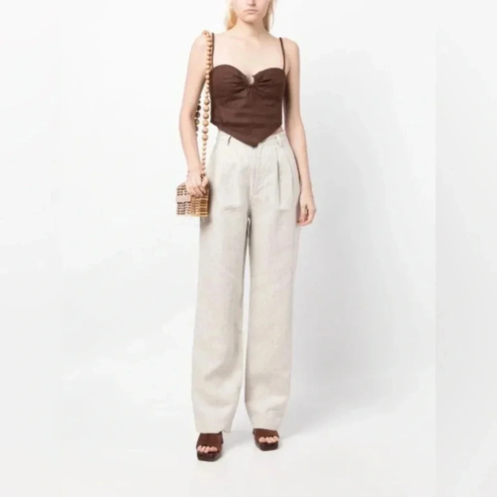 NEW Reformation Mason Wide Linen Trousers Size 6 B2228